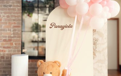 Charming Teddy Bear & Pastel Pink Balloon Styling for Panayiota