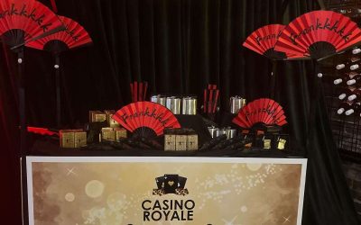 Casino Royale 60th Birthday Event Styling with Black, Gold and Red Decorations